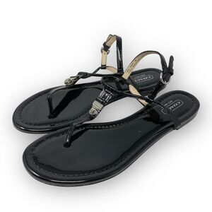 Coach Black Patent Leather Buckle Sandal Sandals Women’s Size 8 B A8233